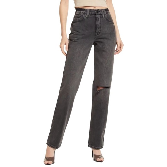 NWT Good American Good 90's Icon Straight Leg Jeans in Black Women's 16 - Picture 1 of 12